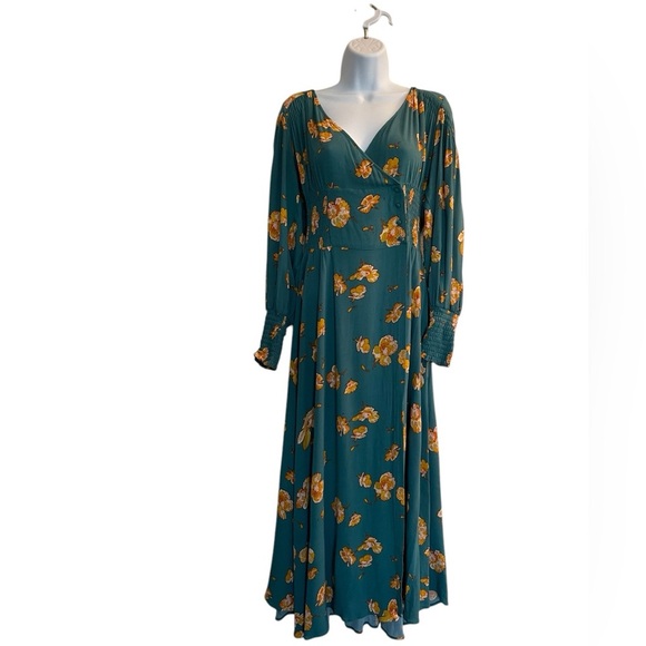 FREE PEOPLE So Sweetly Floral green Juniper Midi Maxi Dress Small Cottagecore - Picture 9 of 9